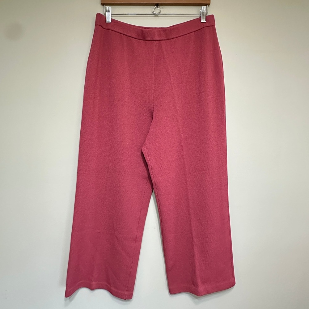 St. John Collection Rose Pink Cropped Wide-Leg Pants